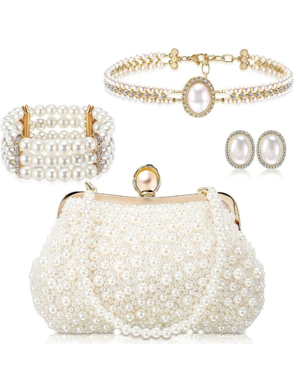 Elegant 4-Piece Pearl Jewelry Set for Women - Perfect for Tea Parties & Holidays